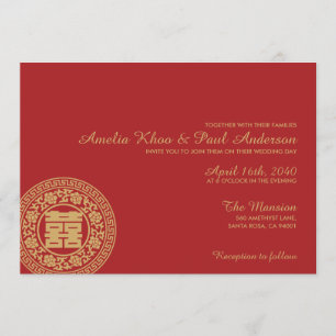 Double Happiness Chinese Wedding Invitation