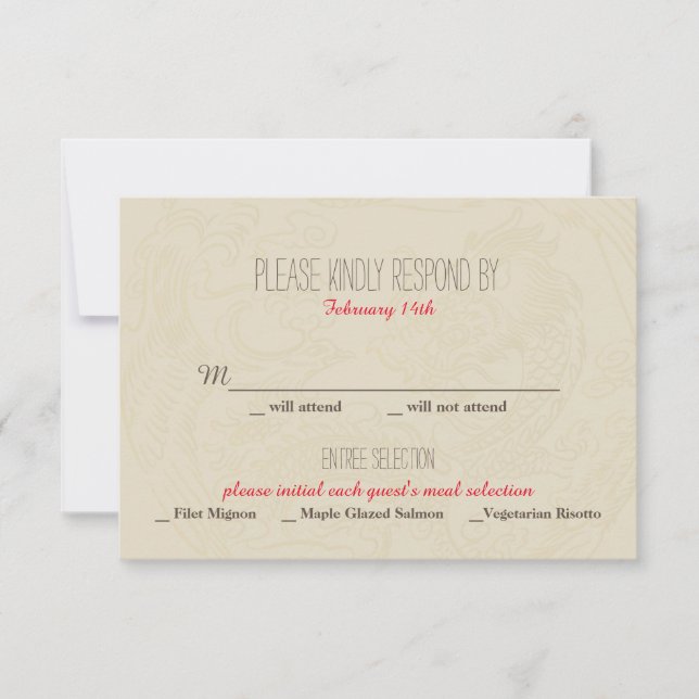 Double Happiness Chinese Wedding Invitation - RSVP (Front)