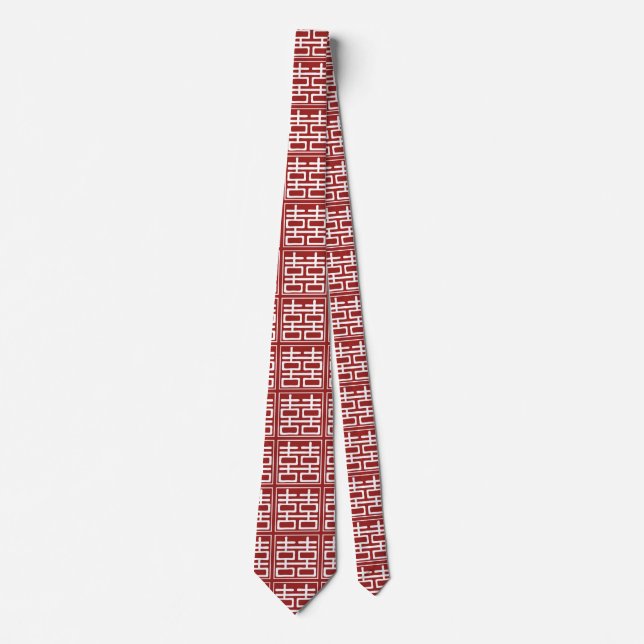 Double Happiness Chinese Wedding Neck Tie (Front)