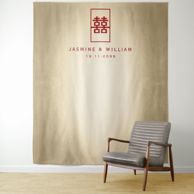 Double Happiness Chinese Wedding Photo Backdrop (In Situ)