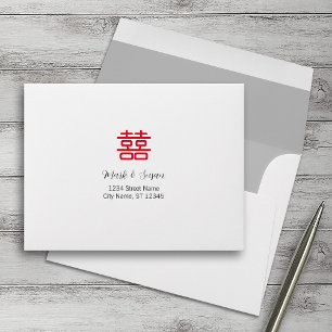 Double Happiness Chinese Wedding RSVP Envelopes