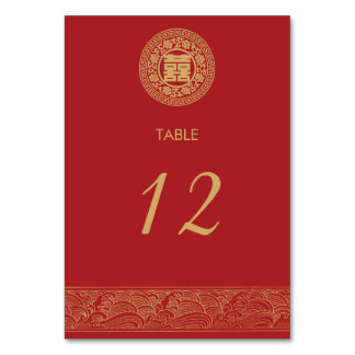 Double Happiness Chinese Wedding Table Card