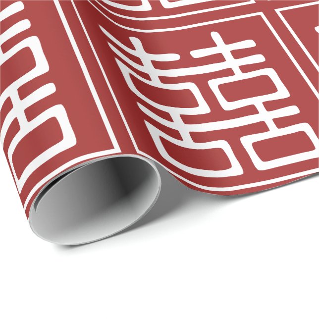 Double Happiness Chinese Wedding Wrapping Paper (Roll Corner)