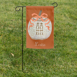 Double Happiness Chinoiserie Pumpkin Garden Flag