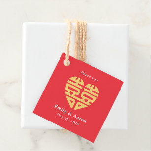 Double Happiness EDITABLE COLOR Chinese Wedding Favor Tags