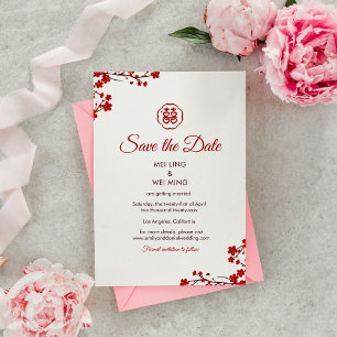 Double Happiness Elegant Chinese Wedding Save The Date