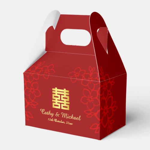 Double happiness floral background Chinese wedding Favor Boxes