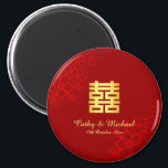 Double happiness floral background Chinese wedding Magnet<br><div class="desc">Realize your dream wedding with an oriental touch! You can customize the design by adding your names and wedding date etc. You are also welcome to reach out to me for any special design which is uniquely for you. Double happiness symbol and red decorations are the must have items for...</div>