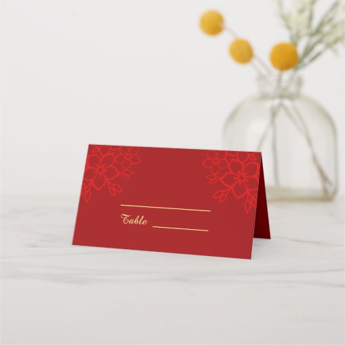 Double happiness floral background Chinese wedding Place Card