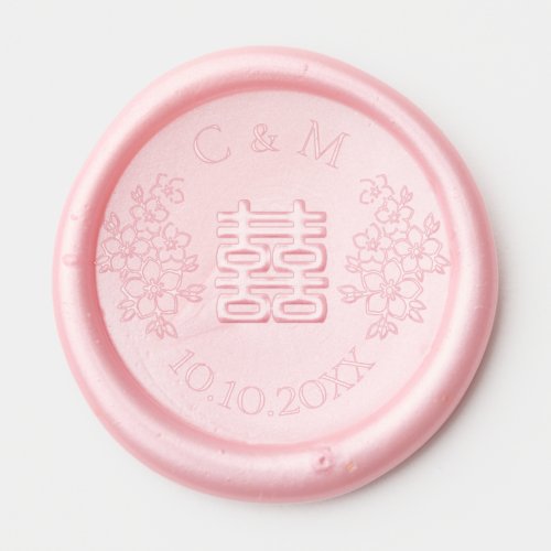 Double happiness floral initials chinese wedding  wax seal sticker