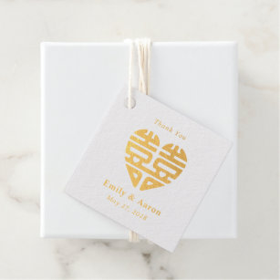 Double Happiness FOIL Chinese Wedding Favor Tags