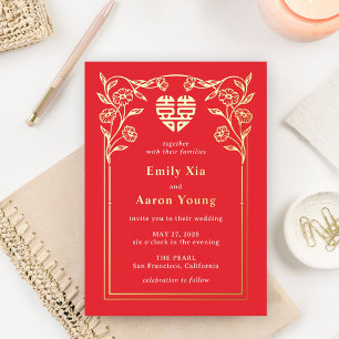 Double Happiness FOIL Chinese Wedding Invitation