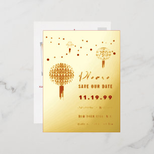 Double Happiness Lanterns Chinese Save The Date Fo Foil Invitation Postcard