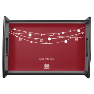 Double Happiness Lanterns Oriental Serving Tray