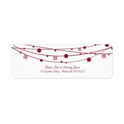 Double Happiness Lanterns Wedding Address Labels