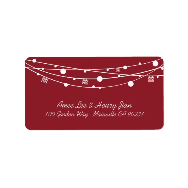 Double Happiness Lanterns Wedding Address Labels (Front)