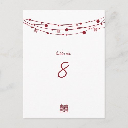 Double Happiness Lanterns Wedding Table Cards