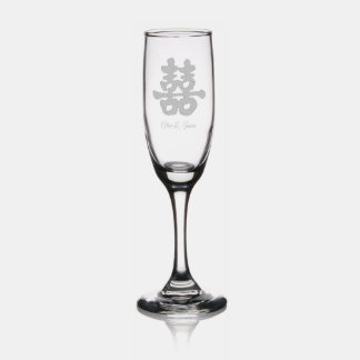 Double Happiness Orchid Champagne Flute