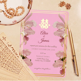 Double Happiness Orchid Foil Holiday Card