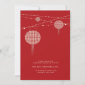 Double Happiness Red Lanterns Chic Chinese Wedding Invitation (Back)