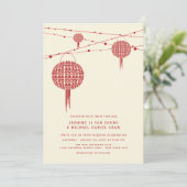 Double Happiness Red Lanterns Chic Chinese Wedding Invitation (Standing Front)