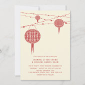 Double Happiness Red Lanterns Chic Chinese Wedding Invitation (Front)