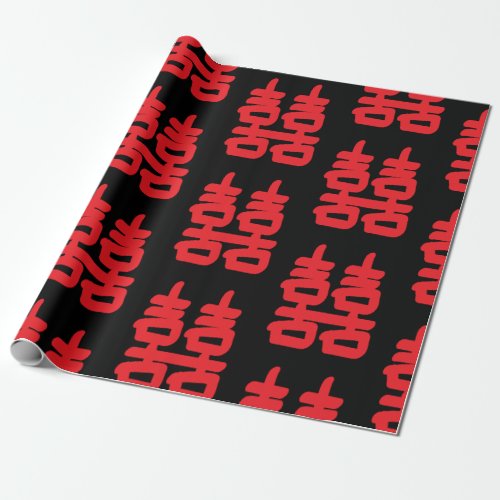 Double Happiness Symbol in Red Wrapping Paper