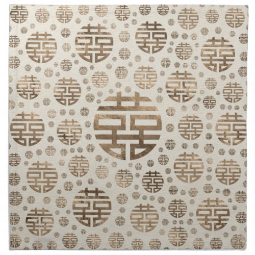 Double Happiness Symbol pattern _ pastel gold Cloth Napkin