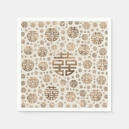 Double Happiness Symbol pattern _ pastel gold Napkins