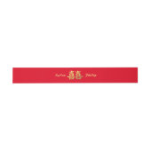 Double Happy Chinese Wedding Belly Band Gold Red (Flat)