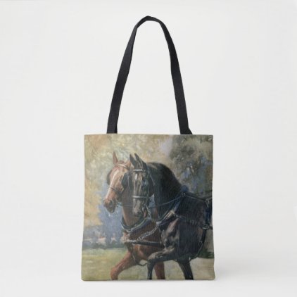 Double Harness Black Beauty Ginger Horse Painting Tote Bag