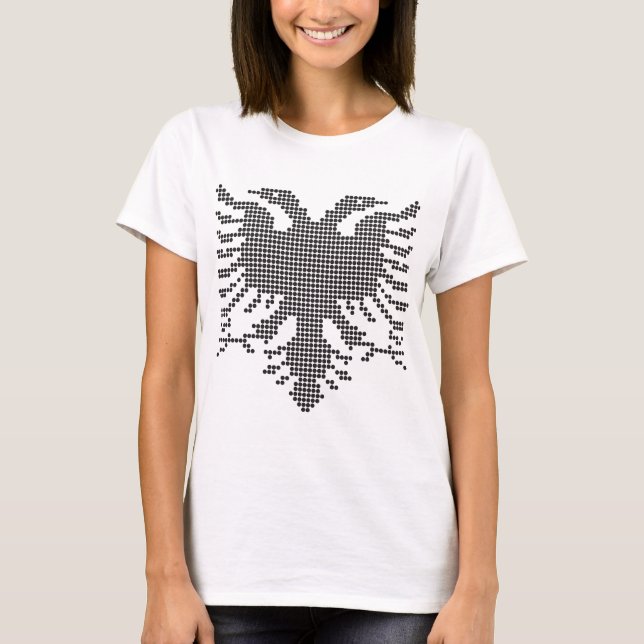 Double Head Albanian Eagle dotted  Silhouette T-Shirt (Front)