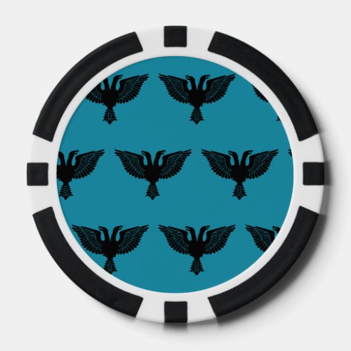 Double Headed Eagle Black Blue Poker Chips