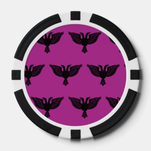 Double Headed Eagle Black Magenta Poker Chips
