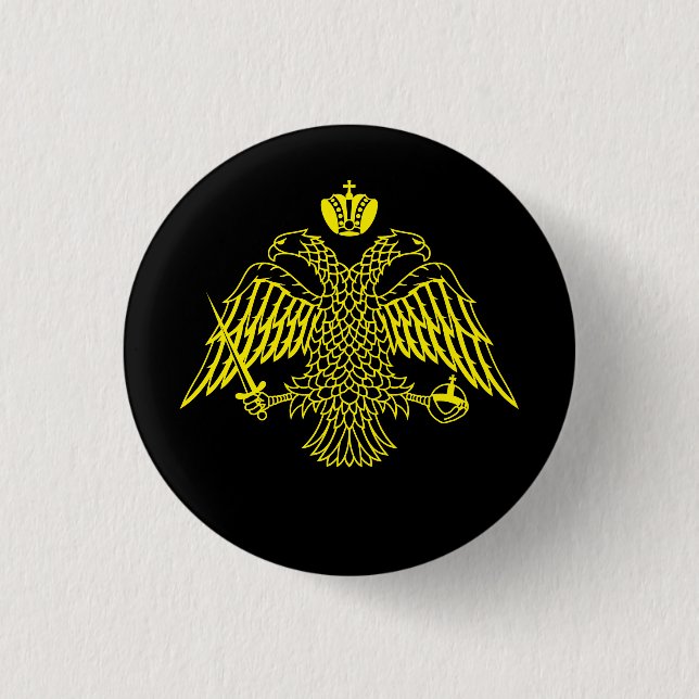 Double Headed Eagle Byzantine & Christian Emblem B Button (Front)