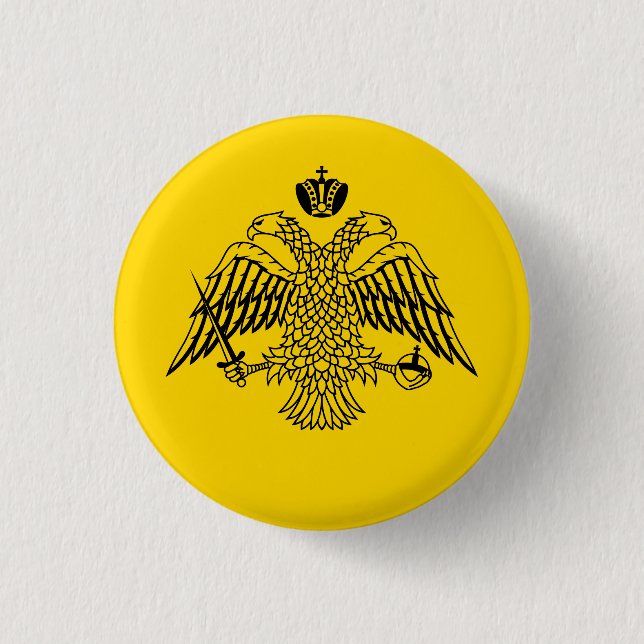Double Headed Eagle Byzantine & Christian Emblem Button (Front)
