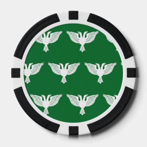 Double Headed Eagle White Green Poker Chips