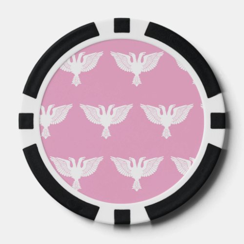 Double Headed Eagle White Pink Poker Chips