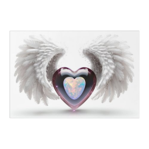   Double Heart Angel Wings  AP78 Opal  Acrylic Print