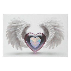 *~*~  Double Heart Angel Wings  AP78 Opal  Faux Canvas Print