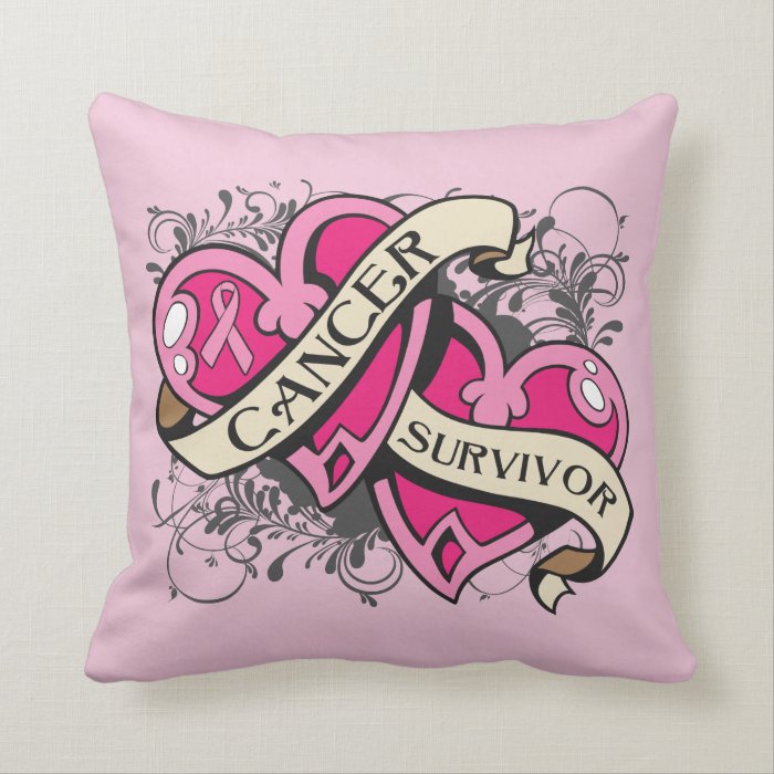 Double Heart Breast Cancer Survivor Throw Pillows