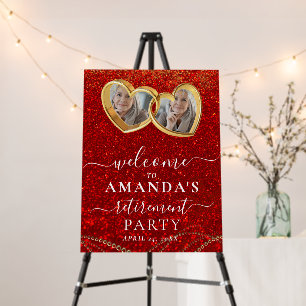Double Heart Custom Photo Retirement Welcome Sign