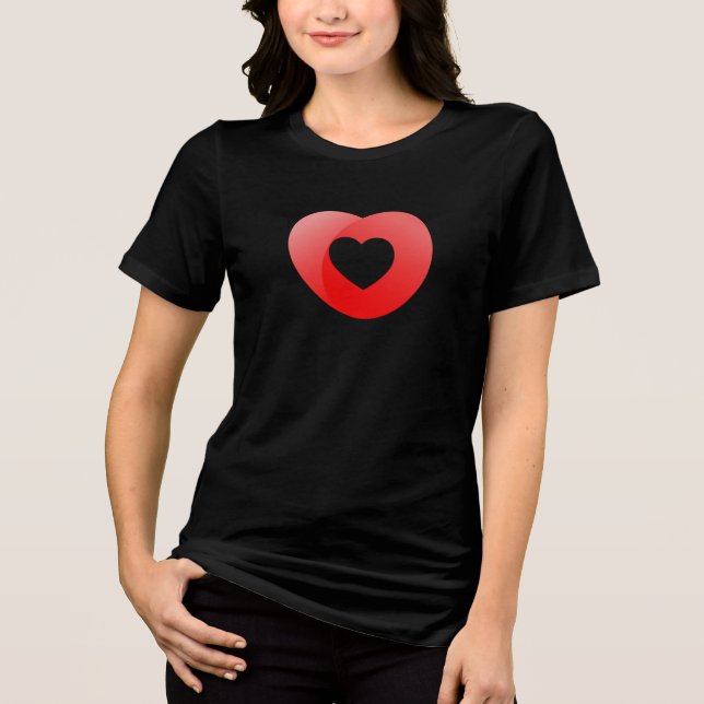 Double Heart Embrace – Minimalist Red Love Symbol Tri-Blend Shirt (Front)