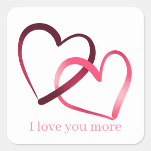Double heart I love you more Valentine Square Sticker
