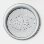 Double Heart Monogram Wedding Wax Seal Stamp<br><div class="desc">Two hearts with monogram initials.  Great for a wedding.</div>