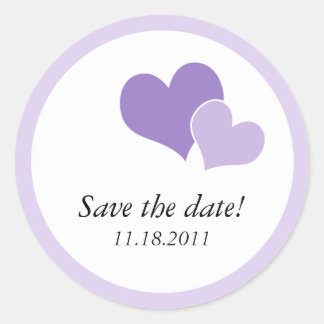 Double Heart Purple - Save the Date Stickers
