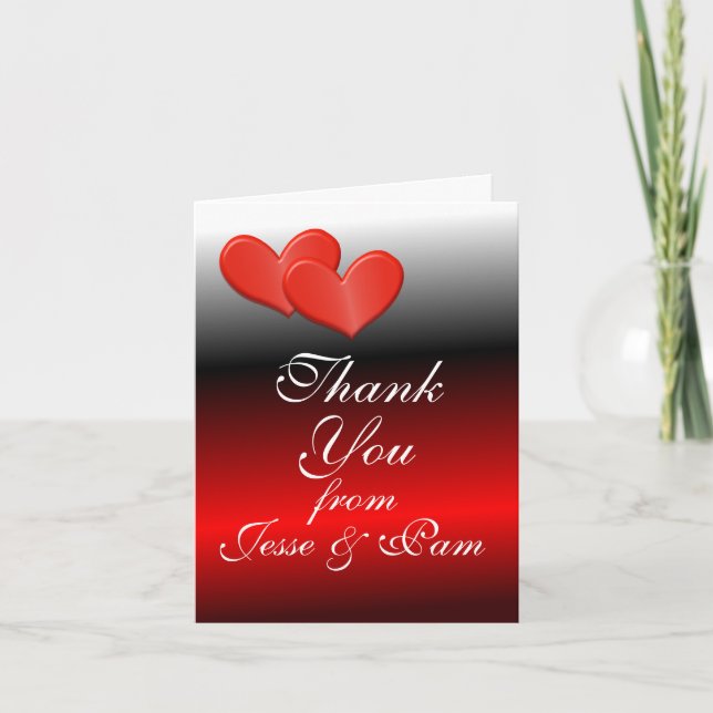 Double Heart Thank You Card-customize Card (Front)