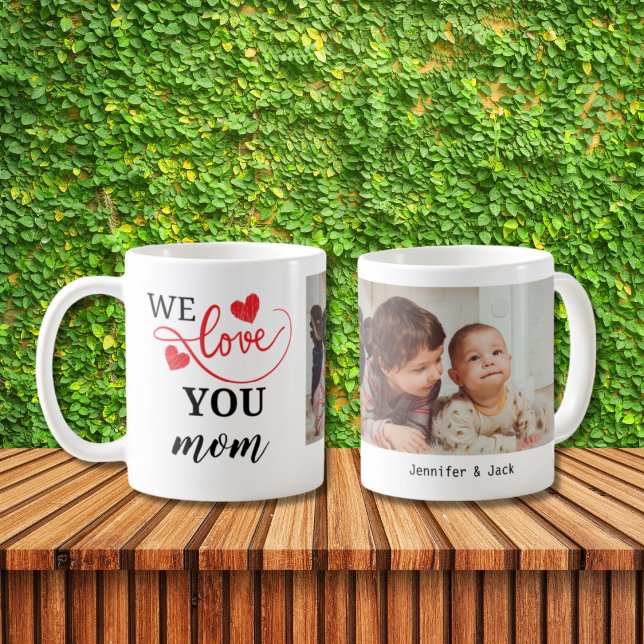 Double Heart We Love You Mom Photo Coffee Mug (Creator Uploaded)