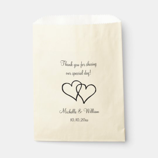 Double Heart Wedding Thank You Party Favor Bags Zazzle Com