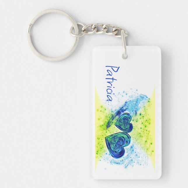 Double Hearts Blue And Yellow Keychain (Front)